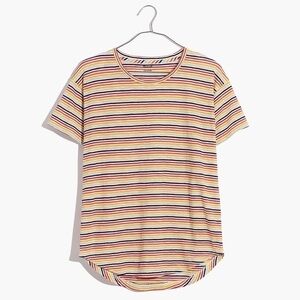 MADEWELL Whisper Cotton Crewneck T Shirt In Rainbow Stripe XS